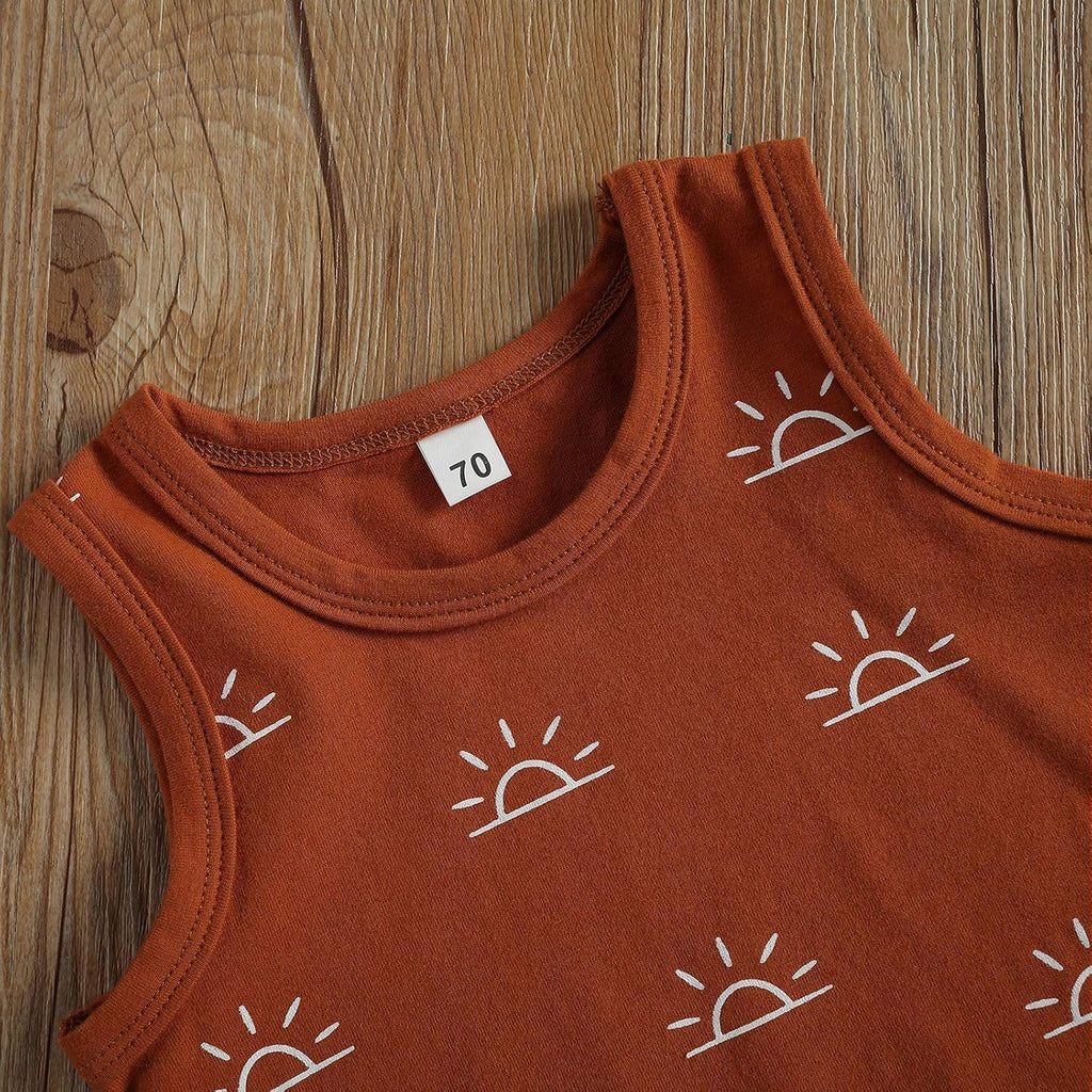 2Pcs Baby Boy Summer Clothes Infant Toddler Beach Outfits Sleeveless Tank Tops Shorts Set