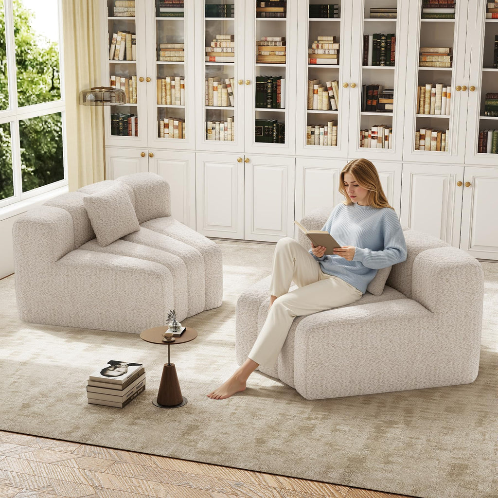 Oversized Curved Cloud Couch, 8 Seater Modern Round Modular Sectional Sofa, Convertible Boneless Couches, No