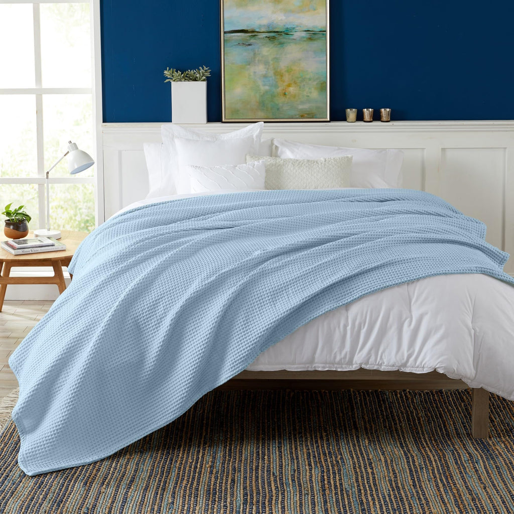 100% Cotton Waffle Weave King Bed Blanket | Soft, Breathable, and Lightweight Blanket for All-Seasons | Perfect for