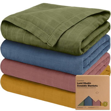Pack Muslin Swaddle Blankets for Boys, Girls, Newborn Swaddles (Corals)