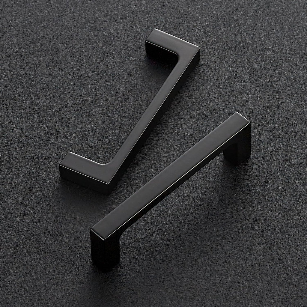 Matte Black Square & Solid Cabinet Handles,3-1/2 Inch,15 Pack