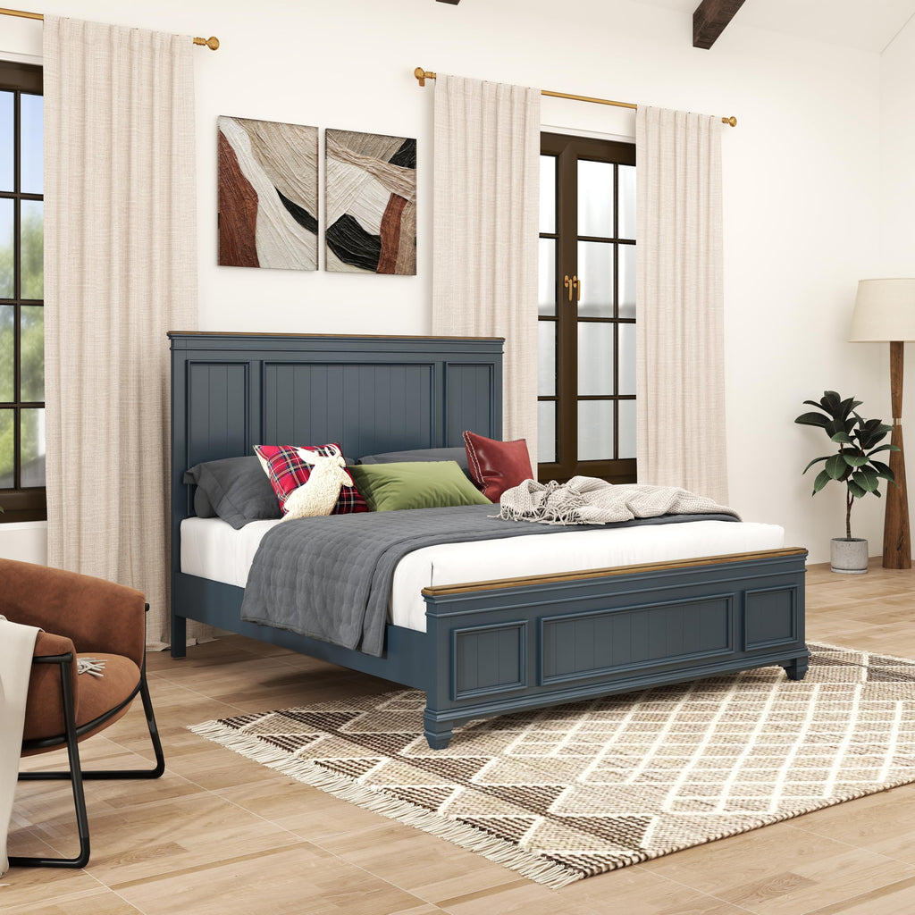 Riverton Shiplap Wood Panel Bed, Slate Blue