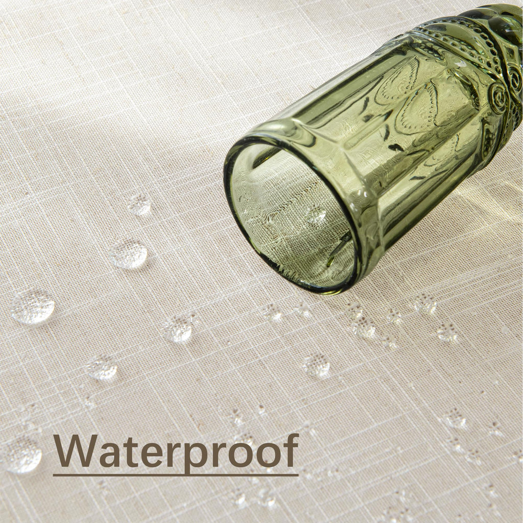 Natural Linen Textured Rectangle Tablecloth, Slubby Textured Lightweight Table Cloth 60 x 120 Inch, Water Resistant