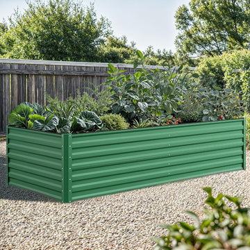 96x48x24 in Galvanized Raised Garden Bed Kit, Large Metal Planter Box with Gloves, Safety Rubber & Support Rod