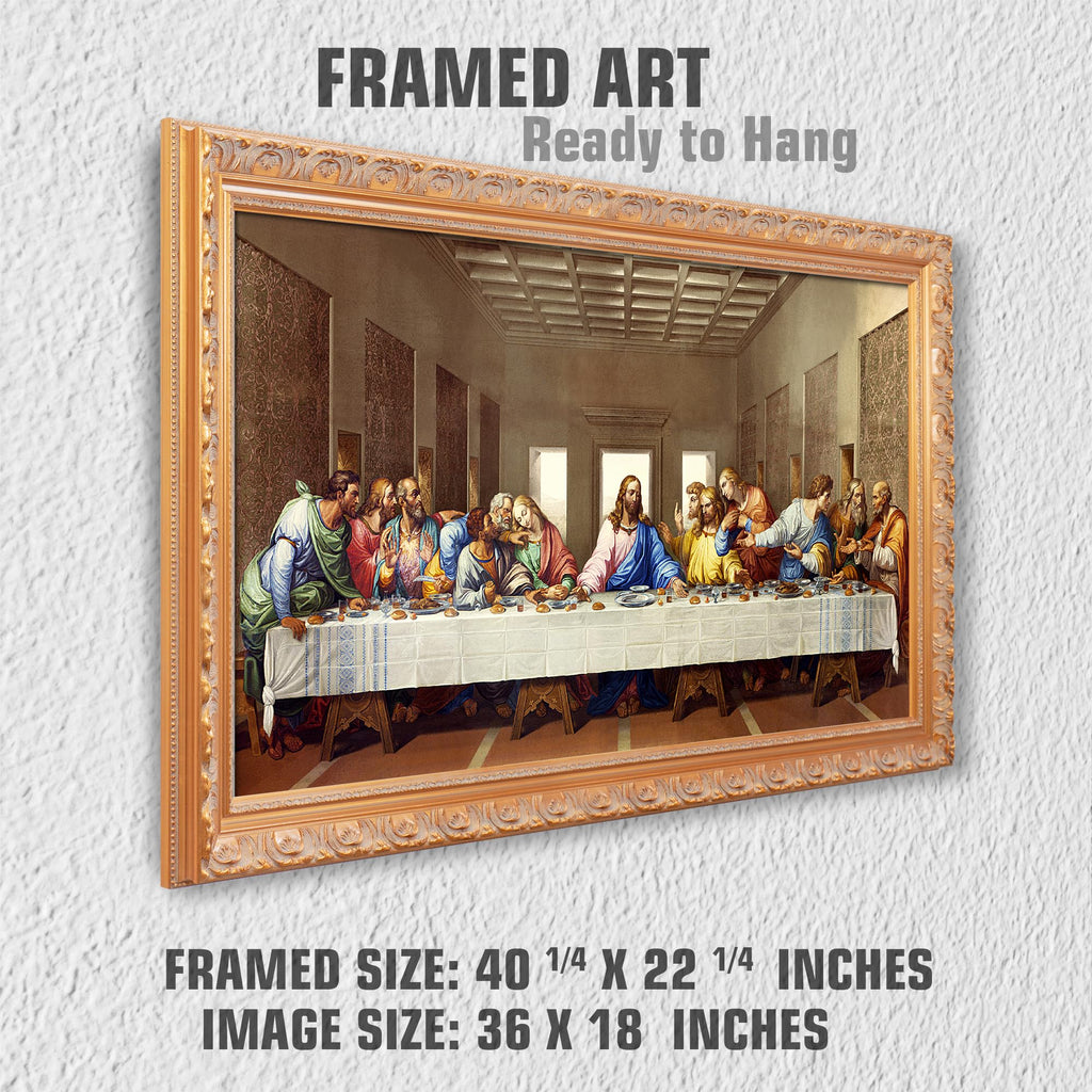 The Last Supper Golden Solid Wood Frame, 40.25x22.25