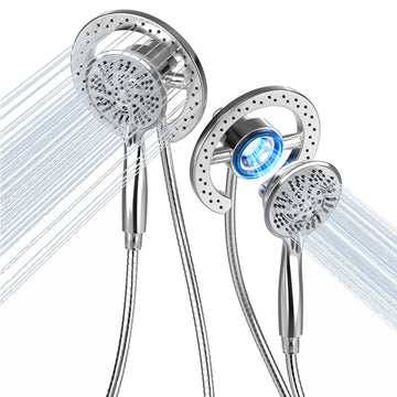 Shower Head Handheld Spray Combo 10 Mode Spray Settings Magnetic 2-in-1 High Pressure Dual Showerhead Auto-Switch