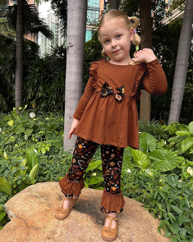 Toddler Girl Clothes Ruffle Top Floral Pants Outfit Set