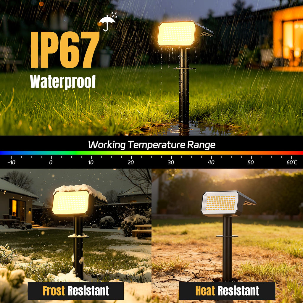 Solar Spot Lights Outdoor Waterproof, 4 Pack, 118 LED Warm White