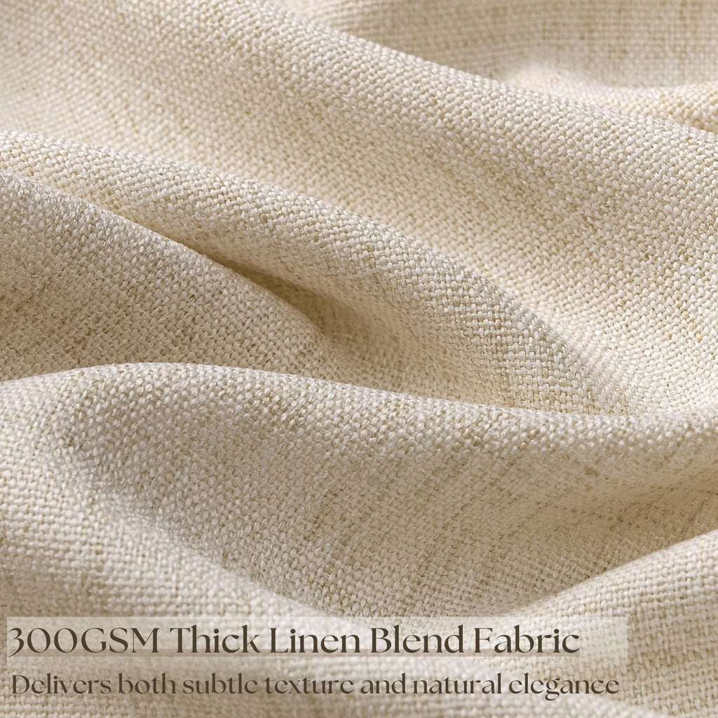102 Inch Length Warm Beige Curtains Ecru Flax Burlap 2 Panels