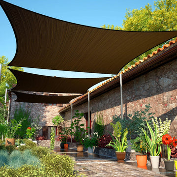 20' x 24' Brown Sun Shade Sail UPF50 Rectangle smTAPS10 Canopy Fabric Cloth Screen, Water and Air Permeable & UV