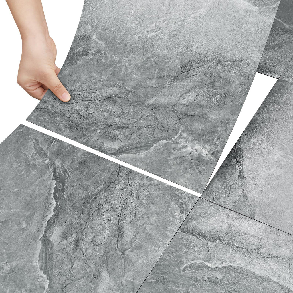 36 PCS Grey Marble Vinyl Flooring Peel and Stick Marble Floor Tile Waterproof 12"x12" Self Adhesive Grey Vinyl Tile