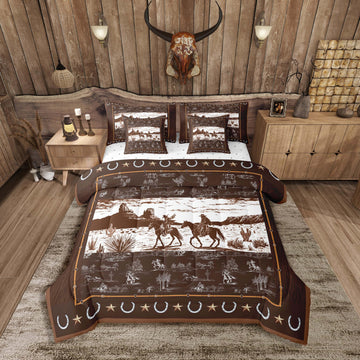Western Aztec Comforter Set 7 Pieces Horse Bedding Set