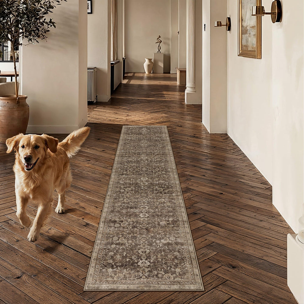 Brown 2x6 Runner Rugs Vintage Washable Rug