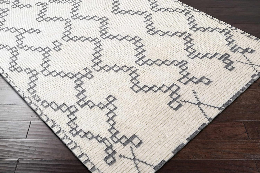 BON2301 Beni Ourain Bohemian, Transitional Area Rug - Ivory, Charcoal