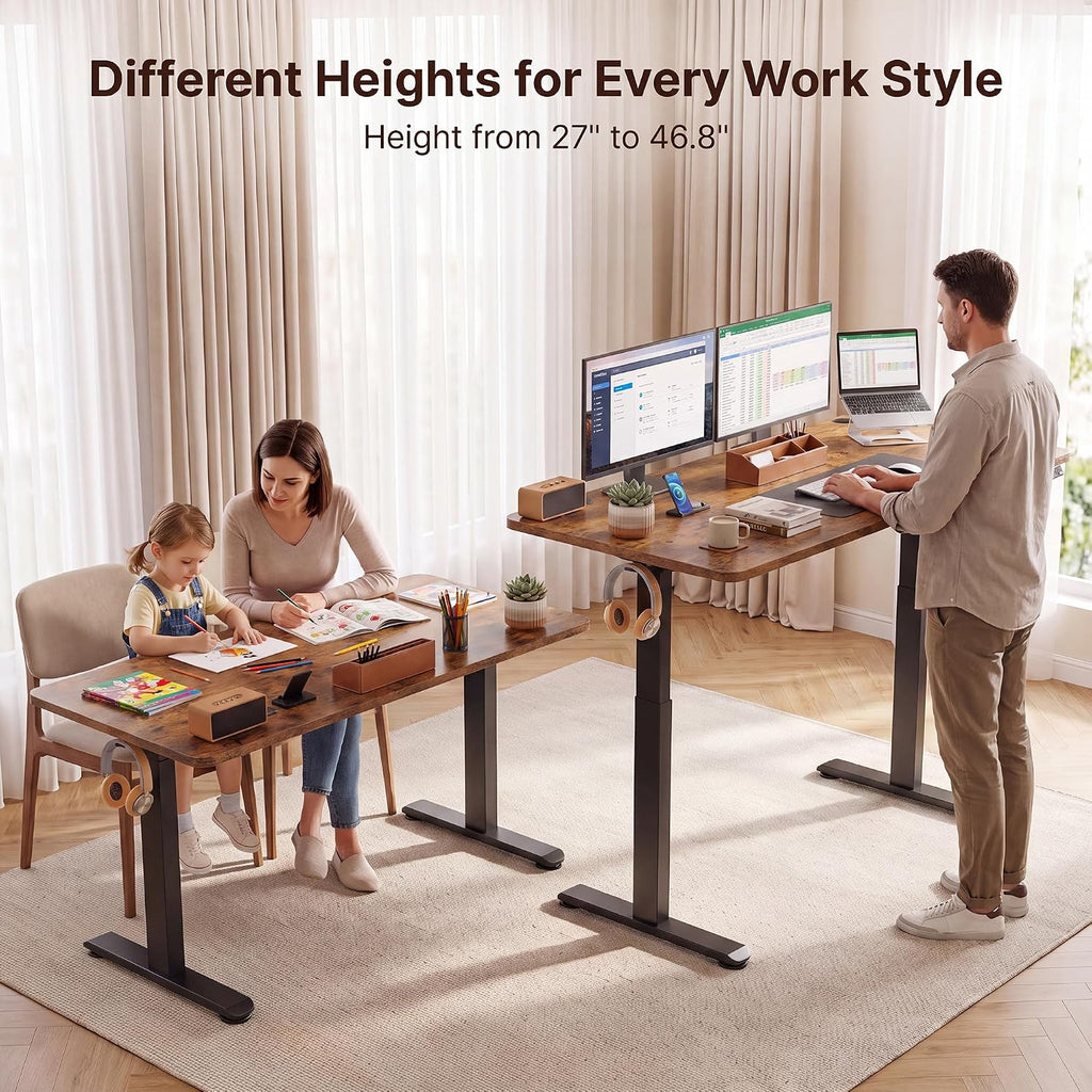 Dual Motor Height Adjustable Electric Standing Desk Frame | Fits 48"-80" Desktop, 264 LBS Load, 3 Memory Presets