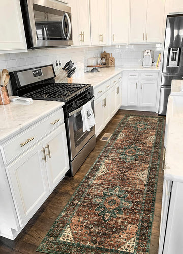 Ultra-Thin Washable Vintage Runner Rug - 2'6" x 10' Long Hallway Rug Carpet Runner, Boho Non Slip Stair Runner