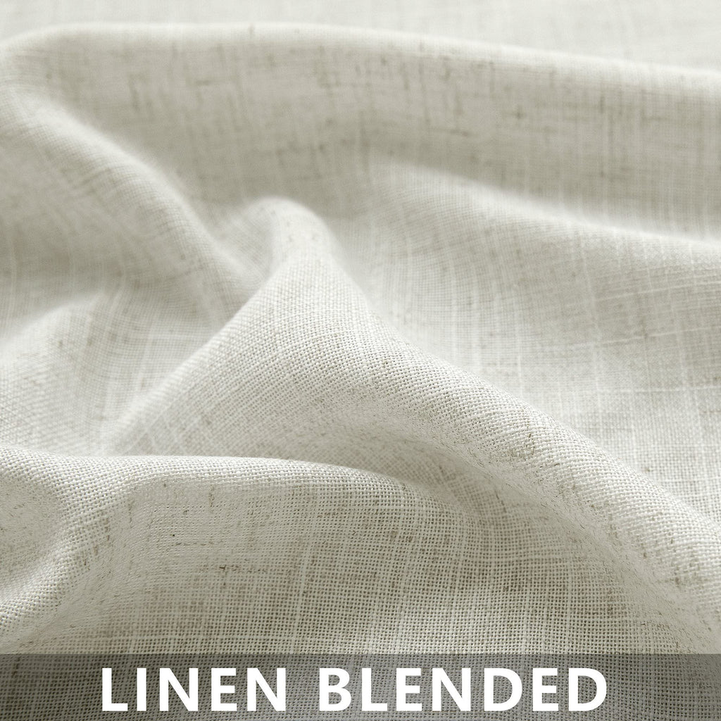 120 Inch Linen Curtains for High Ceiling Living Room Patio Sliding Door, 10 FT Extra Long Floor to Ceiling Semi Sheer