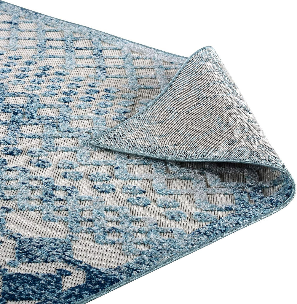 R-1178A-58 Reflect Giada Distressed Vintage Abstract Diamond Moroccan Trellis 5x8 Indoor and Outdoor Area Rug, Ivory