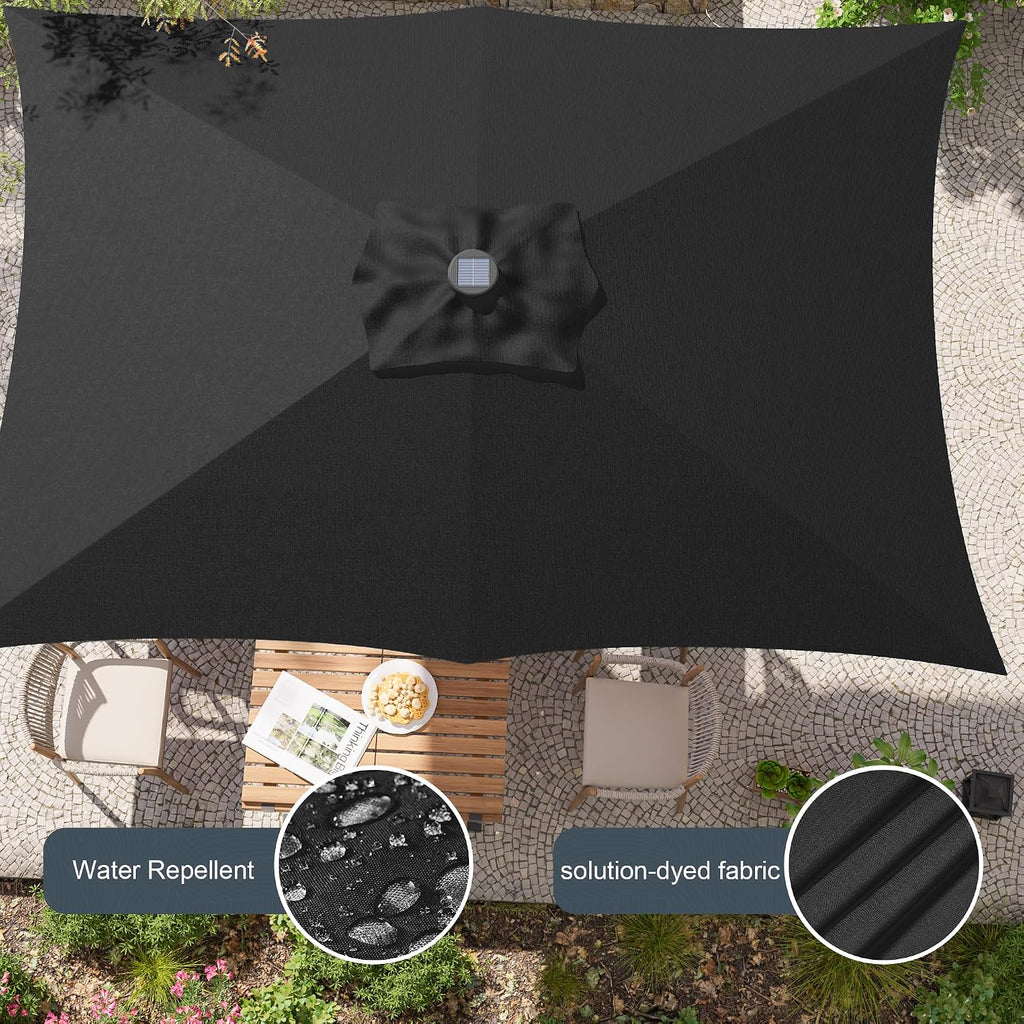 Rectangle Patio Umbrella with Solar Lights