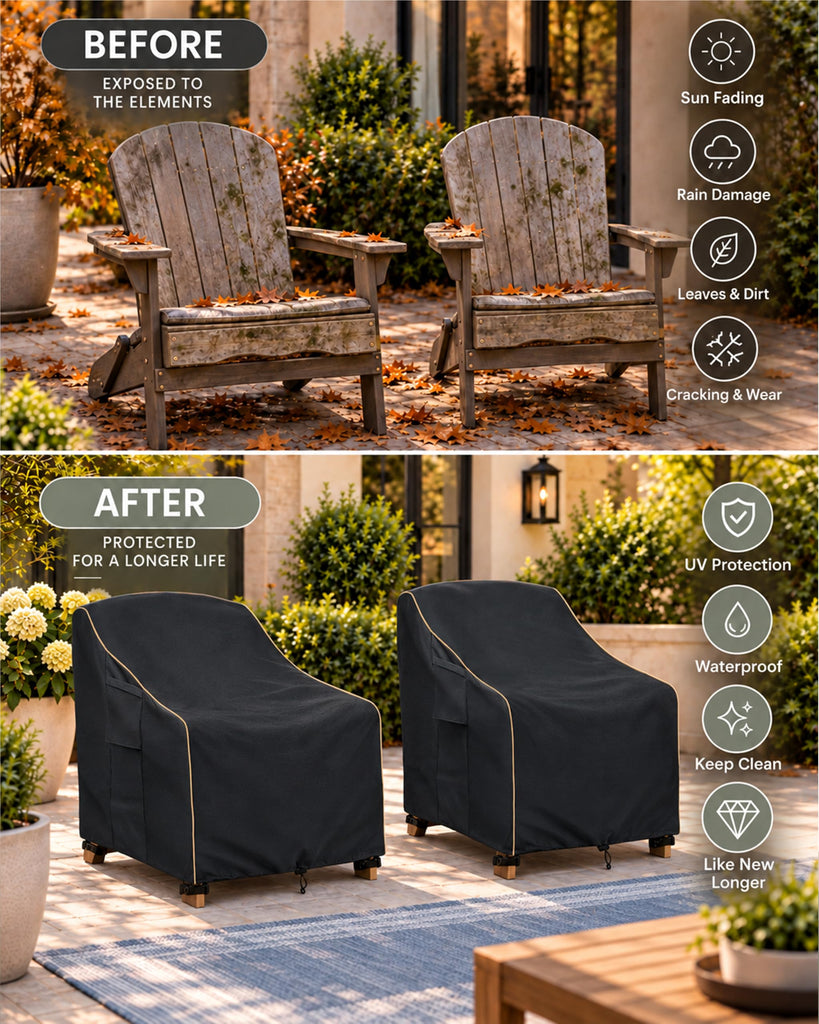 Patio Adirondack Chair Covers 2 Pack, Waterproof Heavy Duty Outdoor Chair Covers, Patio Adirondack Chair Cover for