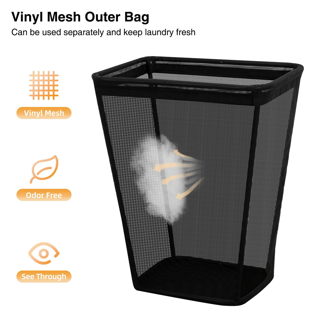 75L Laundry Hamper, Space Saving Freestanding Clothes Basket with Iron Frame, Dirty Clothes Storage Bin with
