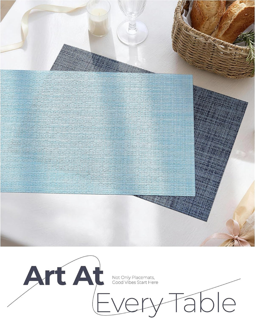 Woven Vinyl Placemats, Deep Navy - Set of 4