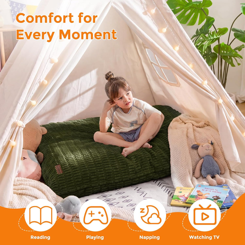 Kids Bean Bag Chair, 3 in 1 Convertible Bean Bag Sofa with Removable Cover for Children, Soft Floor Lounger