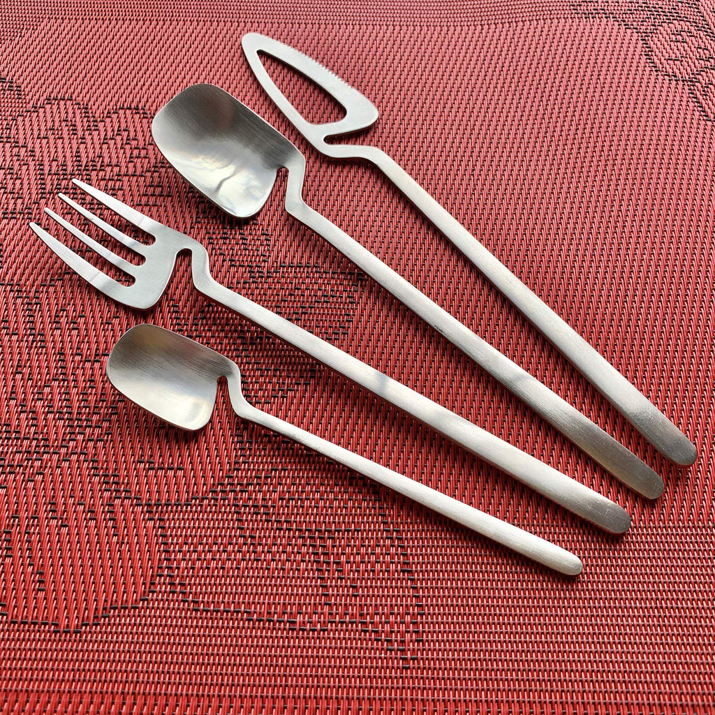 Matte Silver Cutlery Set 24 Pack, Kitchen Silverware/Flatware Anti-rust Utensil Set, Stainless Steel Dinnerware Set