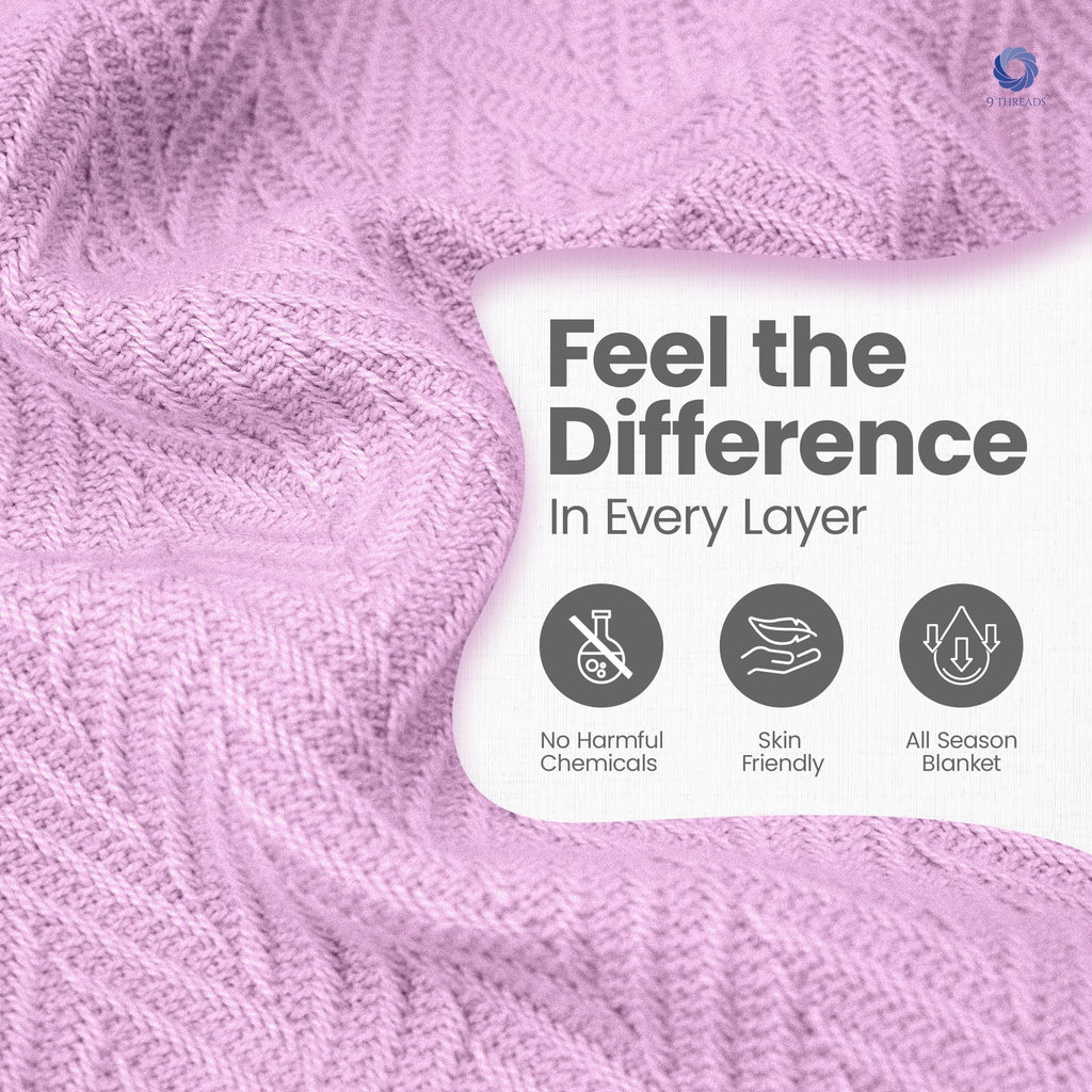 100% Long Staple Cotton Herringbone Multipurpose Blanket | Soft & Breathable, Lightweight All-Season Throw for