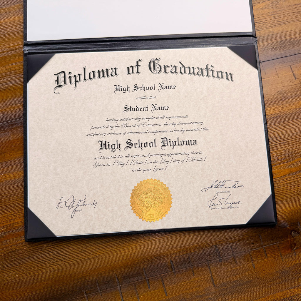 High School Diploma - Custom Printed with Your Name, School, Grad Date & More - Incl. Real, Custom Embossed Gold Foil