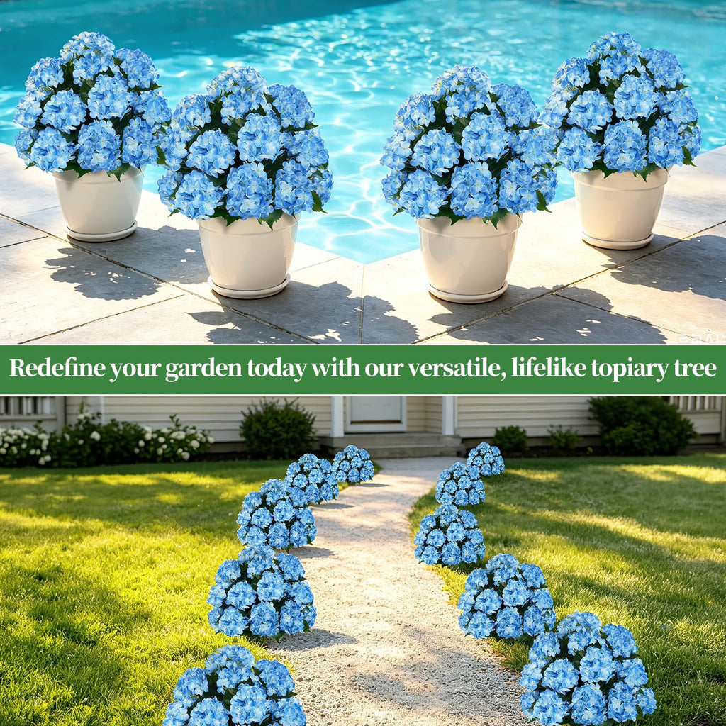2 Pack 33" Artificial Topiary Ball Trees with Blue