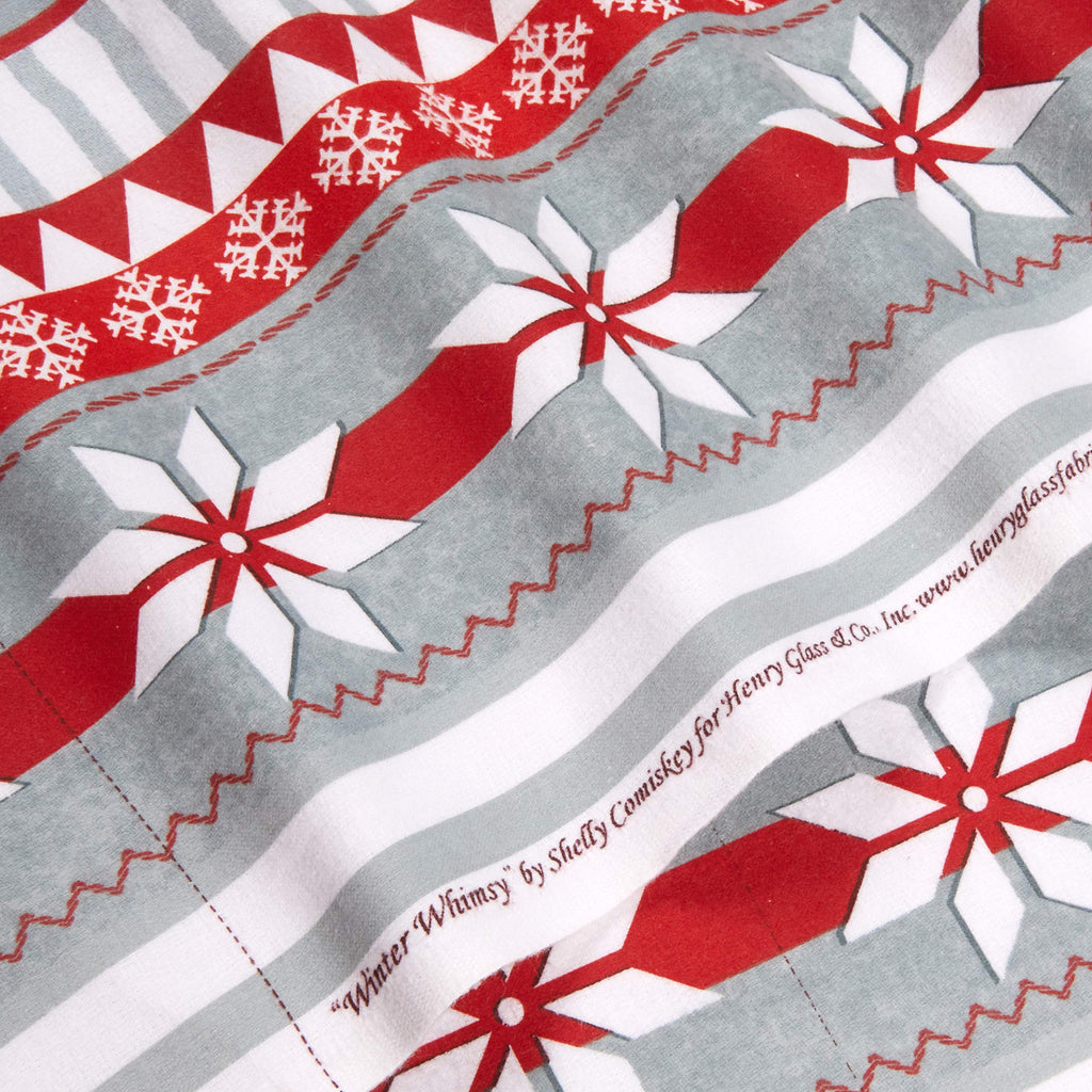 Glass Flannel Winter Whimsy 24in Gnomes Panel Red/Gray Fabric