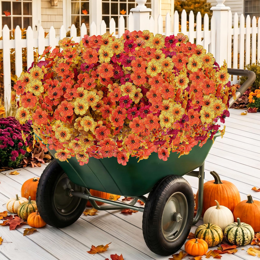 13 Bundles Artificial Fall Flowers Fake Mums for Outdoor (Autumn Colors)