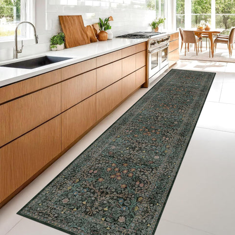 Vintage Washable 2x10 Runner Rug Non Slip for Hallway, Kitchen, Entryway, 10ft Stain Resistant Extra