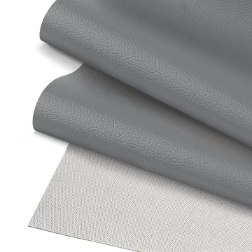 Grey Faux Leather Fabric 39"×55" Lychee Grain Upholstery Vinyl