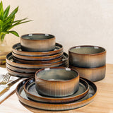 Ceramic Dinnerware Sets for 4, 12 Pieces Porcelain Lightweight Speckled Plates and Bowls Sets