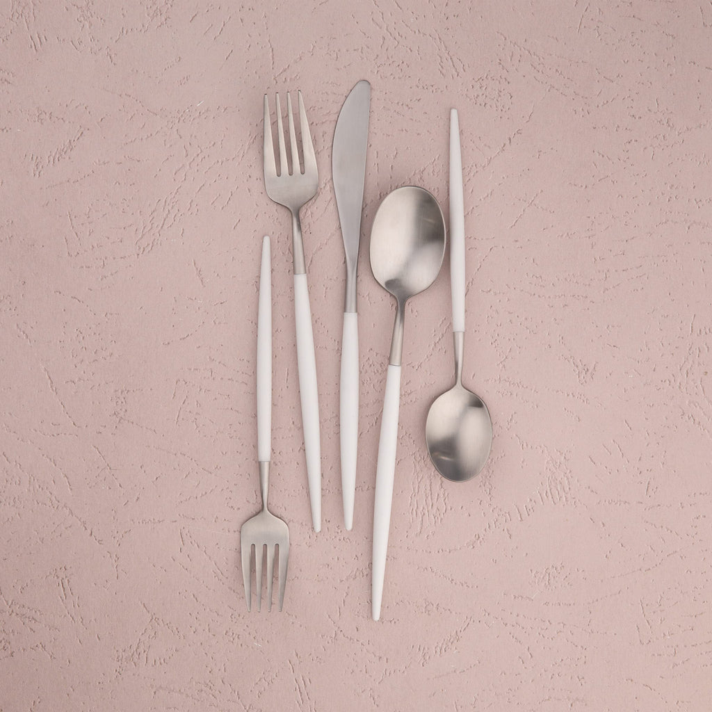 306420Ckp12Ds Mazzy White-Handle 20-Piece Flatware Set