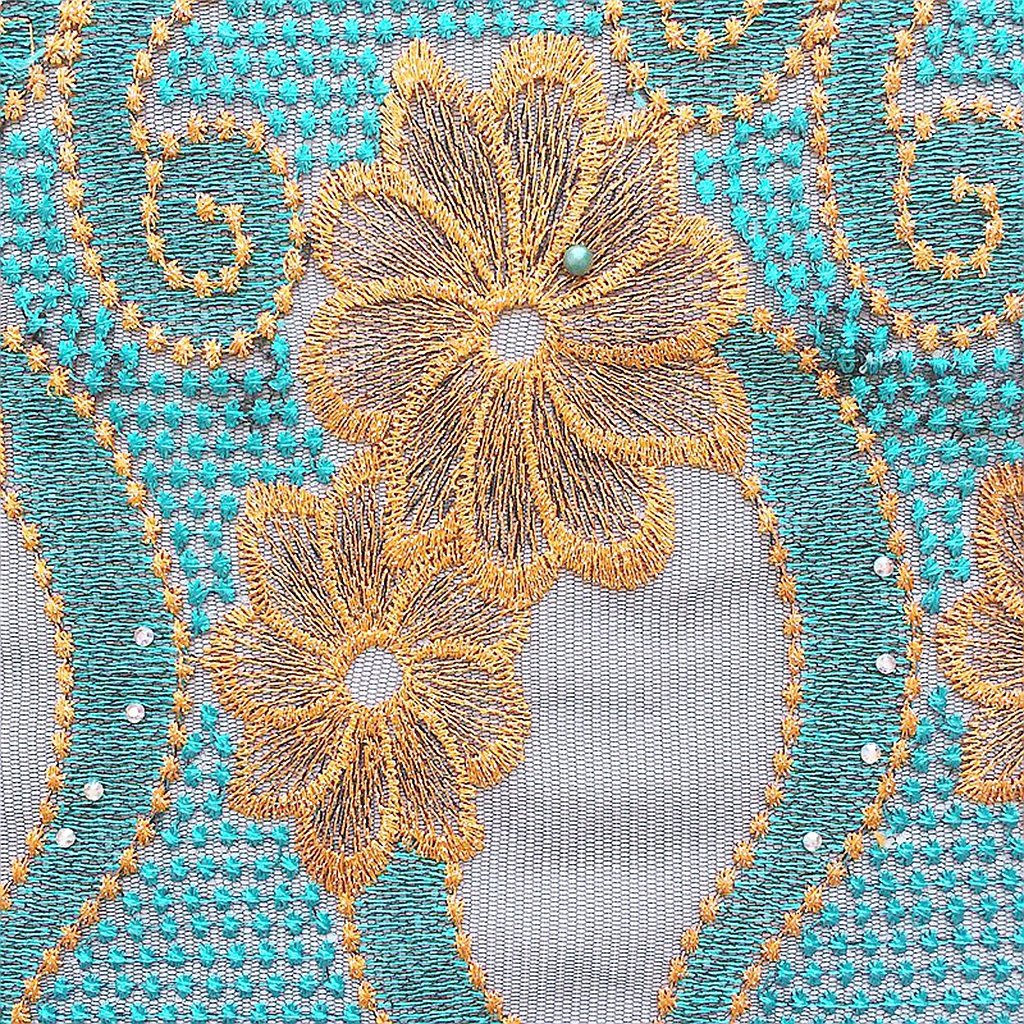 Green Nigerian Lace Fabric Wedding Bridal Lace Fabric 5 Yards ASO EBI French for Women J854 (Green)
