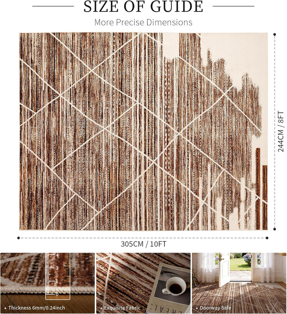 Western Rug,Non Slip Village Brown Rugs, Easy Cleaning Low Pile Large Carpet, Kids Playroom, Office