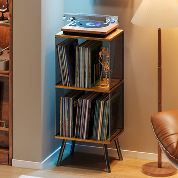 3-Tier Record Player Stand, Turntable Stand with Storage up to 200 Albums, Corner Vinyl Record Holder with Adjustable