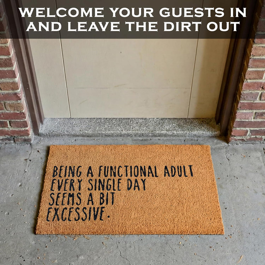 Being a Functional Adult Door Mat 30x17 Inch, Funny Welcome Mat Coir | Funny Home Decor, Conversation Starter