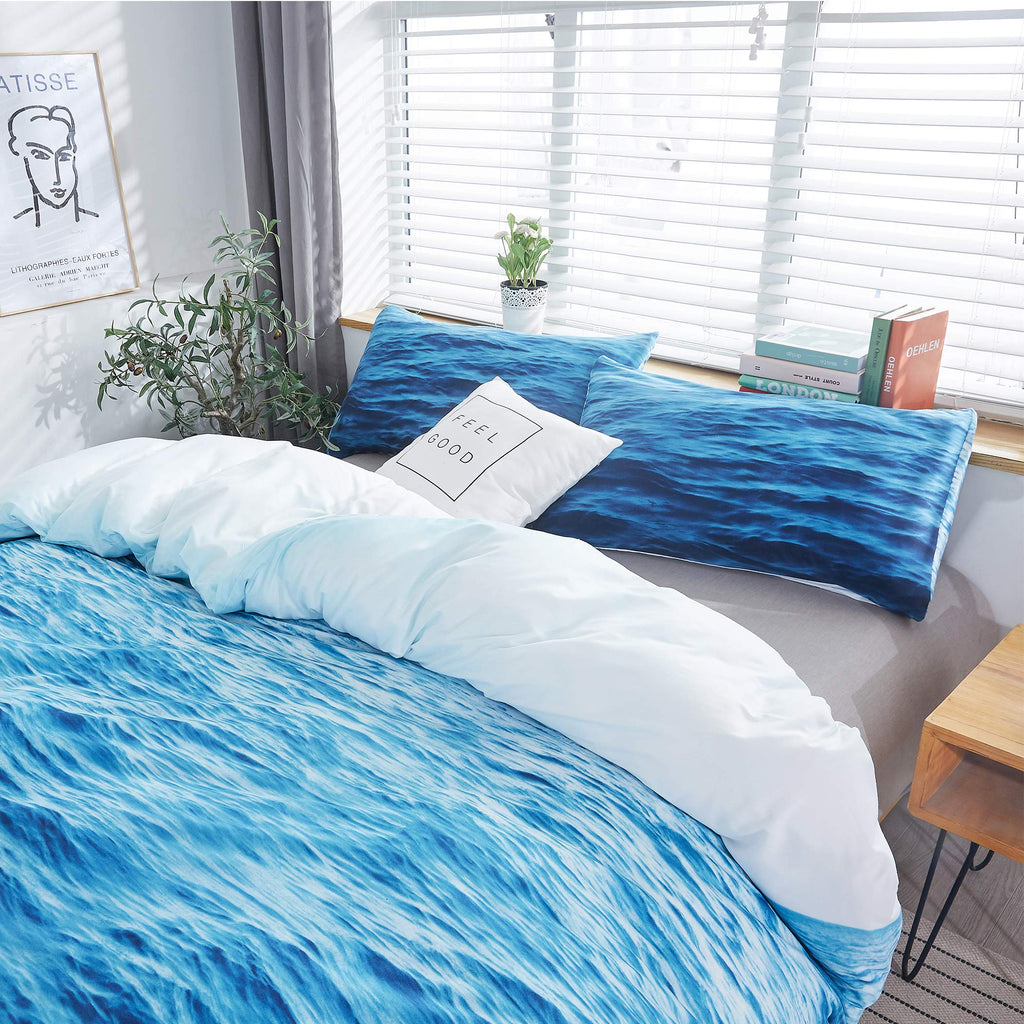 3D Ocean Duvet Cover Set Waves Pattern Hotel Luxury Bedding Set Comforter Cover (1 Duvet Cover+2