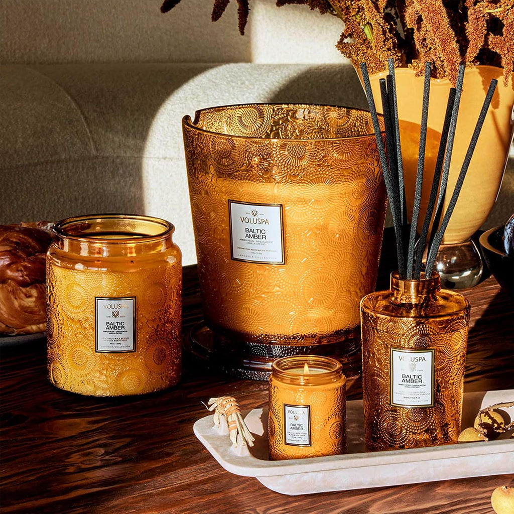 Baltic Amber Large Scented Candle Jar 18 Oz, 100 Hr Burn | Coconut Wax Blend in Decorative Glass, Clean Even Burn