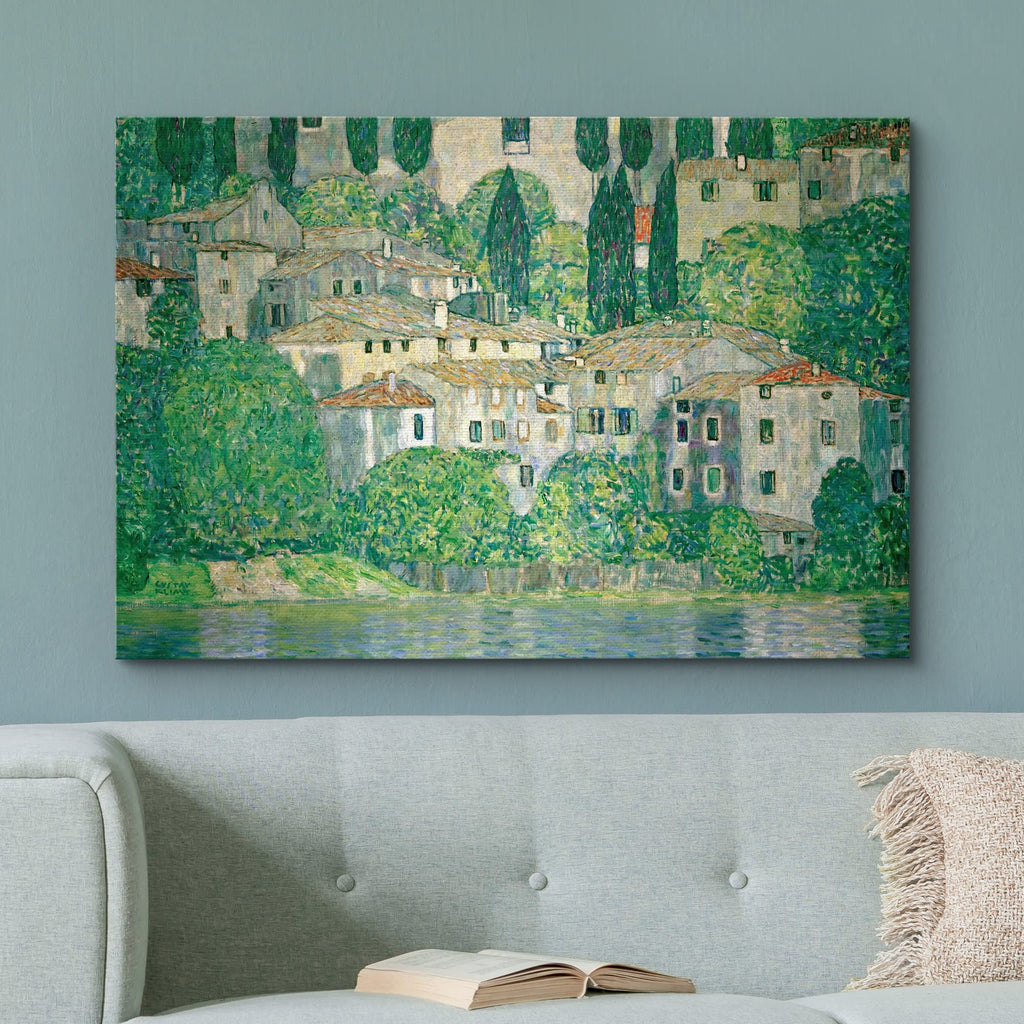 Canvas Print Wall Art Church in Cassone Landscape Gustav Klimt Classic Illustrations Fine Art Decorative Vintage