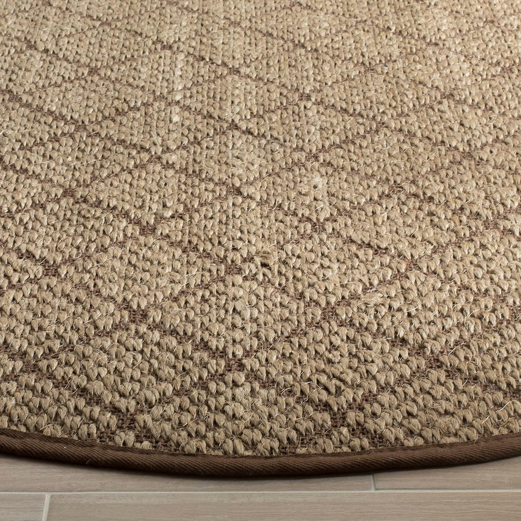 Natural Fiber Collection Area Rug - 6' Round, Natural & Brown, Diamond Trellis Sisal Design, Easy Care, Ideal for