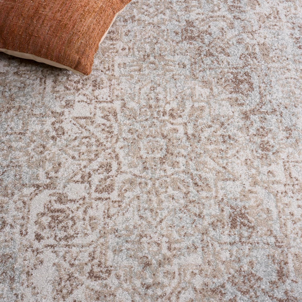 Area Rug 10x14 - Evoke - Large - Ivory & Taupe, Distressed Design, Non-Shedding & Easy to Clean