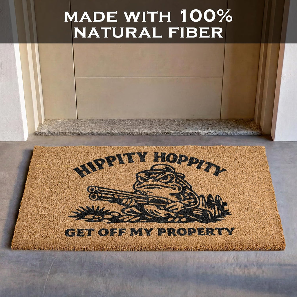 Hippity Hoppity Get Off My Property Door Mat 30x17 Inch, Frog Welcome Mat | Funny Home Decor, Conversation Starter