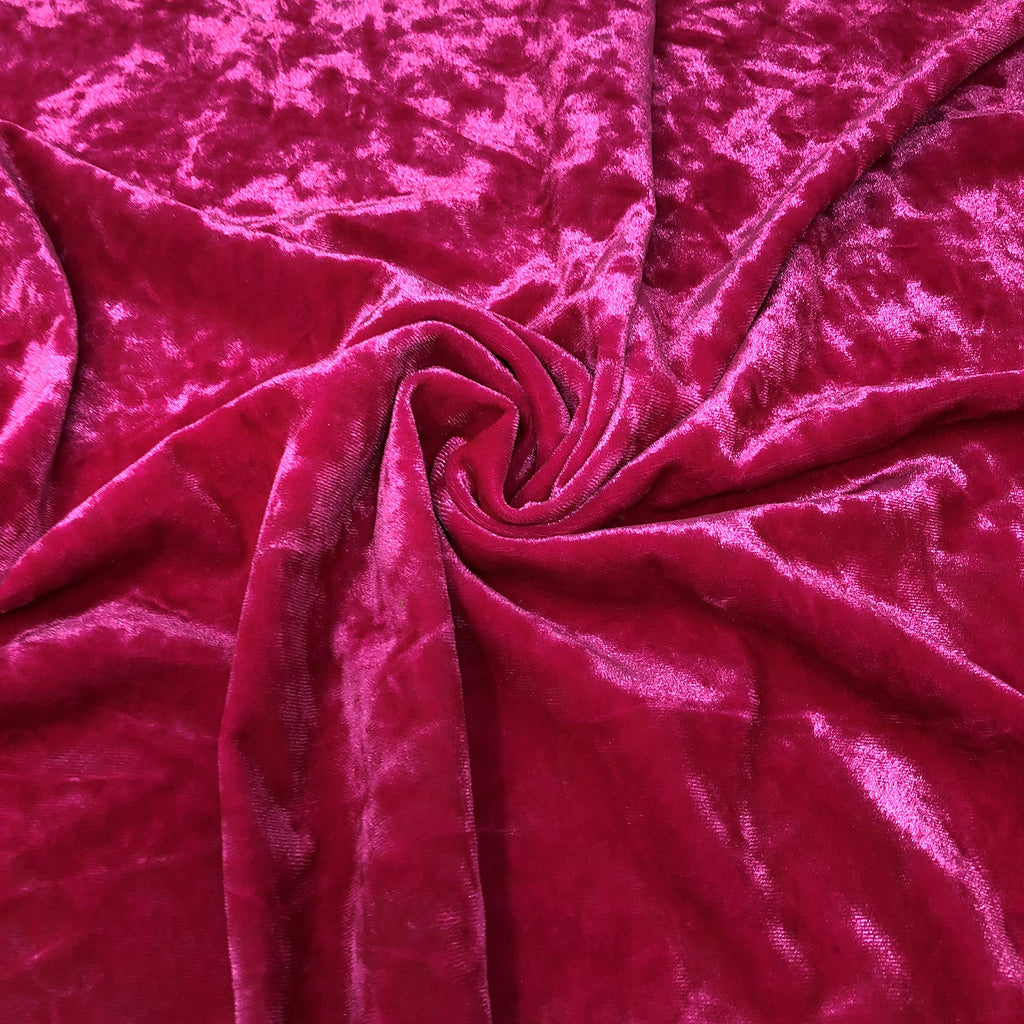 Crushed Stretch Velvet Solid (Fuschia Hot Pink) by Elotex International Fabric