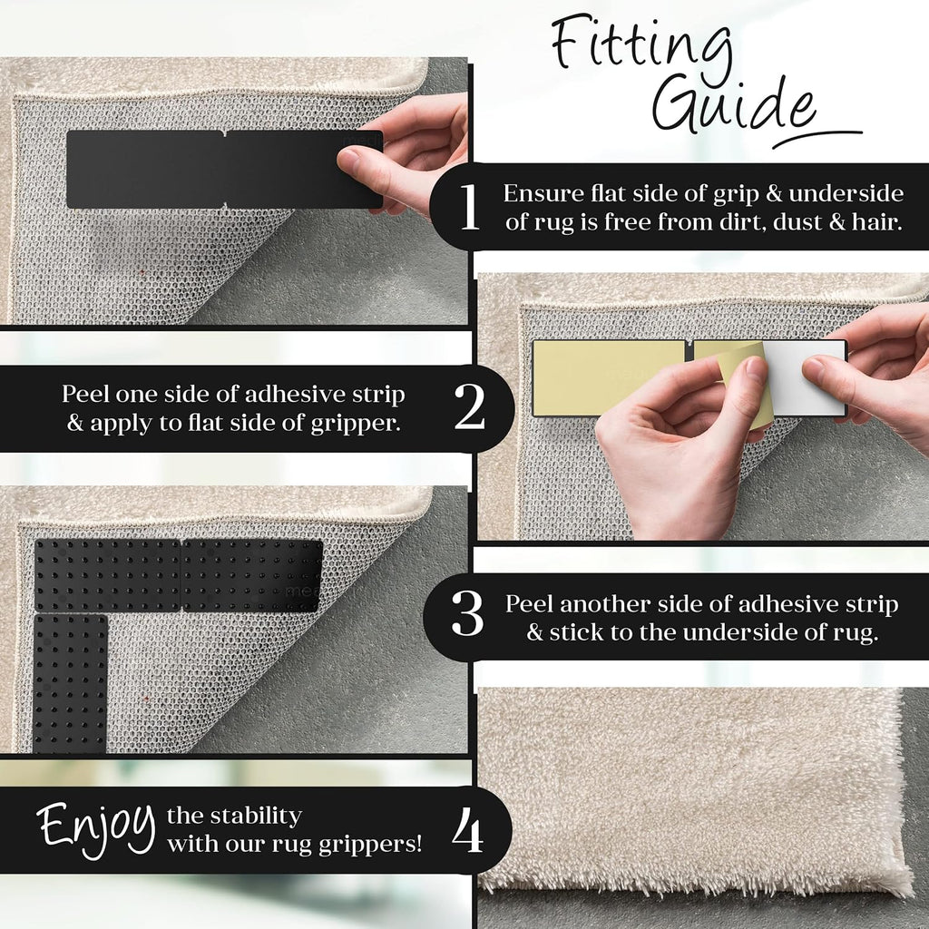 Greatideas Non-Slip Mat and Rug Grippers - Stop Your Mats and Rugs from Slipping and Sliding! Black 4X Pack - Set of 4