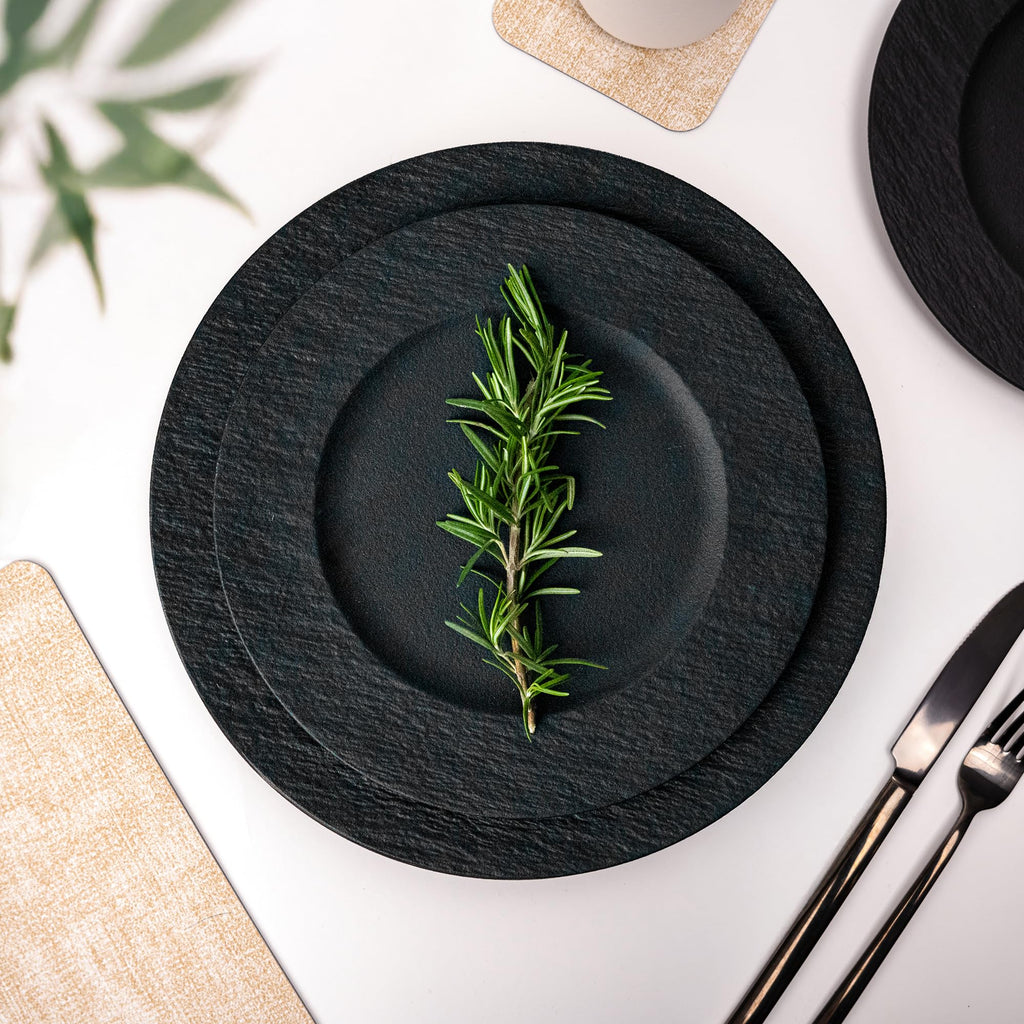 Dinnerware Set/Ceramic Tableware Set (16-Piece) - Oasis (Black)